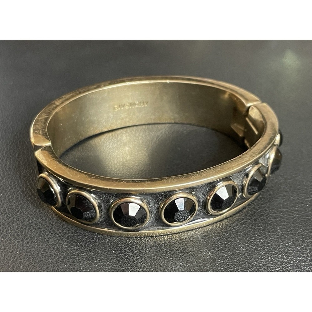 GIVENCHY‎ Bangle Bracelet Designer Black Enamel Rhinestone